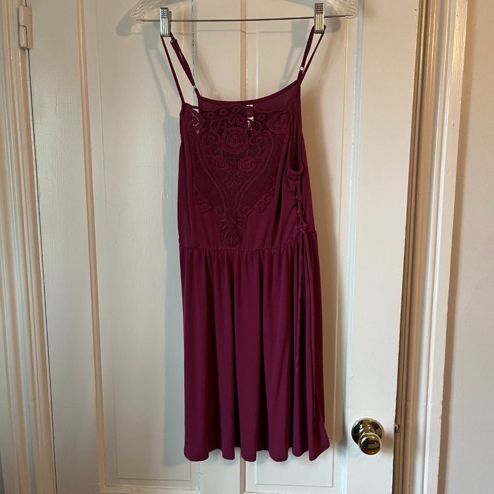 Xhilaration Burgundy Lace Mini Dress